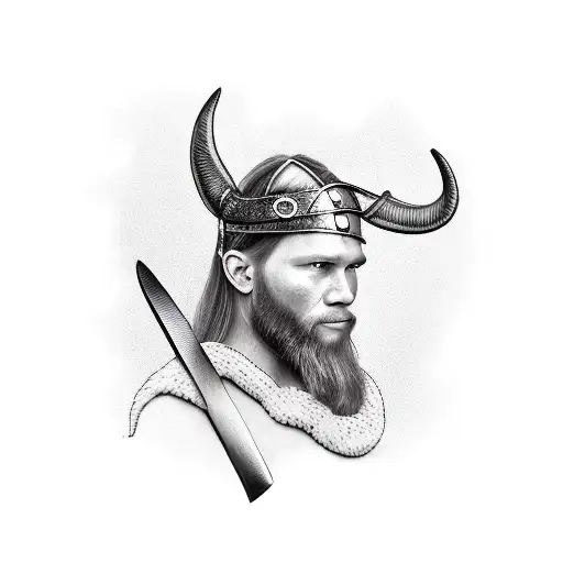 A Realistic Portrait Of A Viking Warrior With A Pancreas Cancer Awareness Ribbon As A Headband