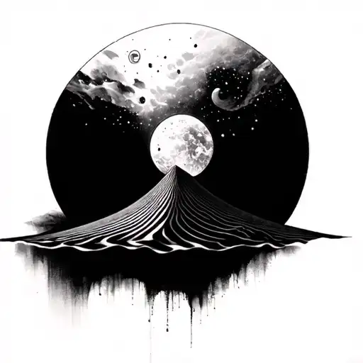 Sands Of Time In White Ink With Blackout Background On Neck