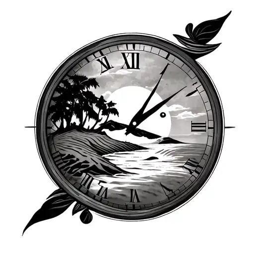 Sands Of Time In White Ink With Blackout Background On Neck