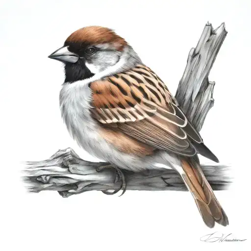 Sparrow Without Background Black And White Drawing Geometric Form In The Back