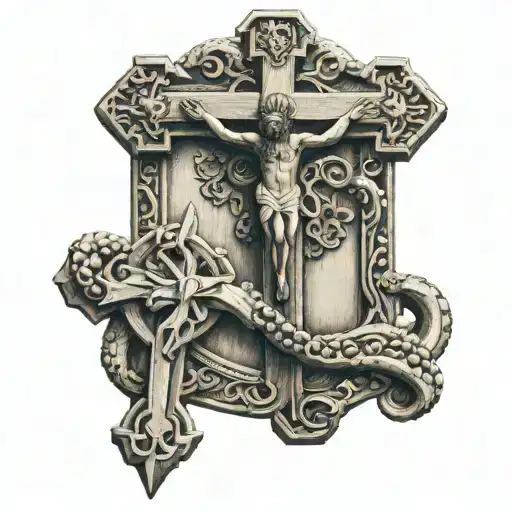 Nautical Crucifix Wooden Cross With Octopus Wrapped Around It