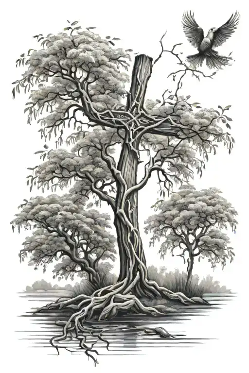 Willow Tree And Cross
