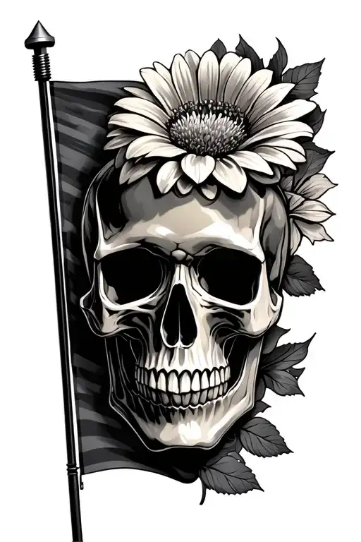 Auto Mechanic Flower Racing Flag Skull