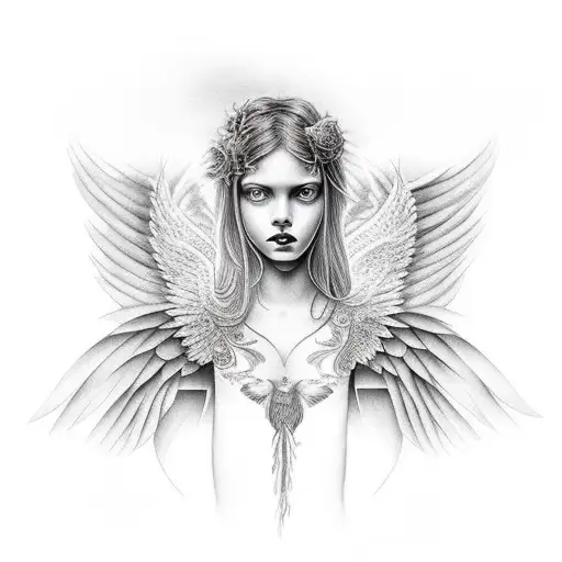 Dark Angel Kissing Beautiful Angel