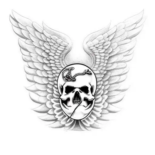Guardian Angel With A Skull On The Wings