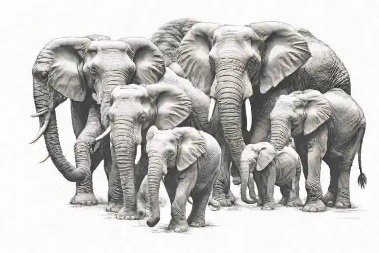 Elephant Herd Family