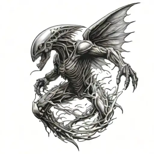 Angel And Xenomorph Battling