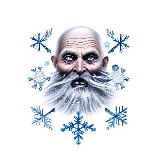 Scary Old Man Winter With Wind And Snowflakes