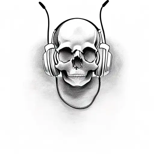 A Skull Wearing Headphones And Listening To Music While Riding A Road Bike