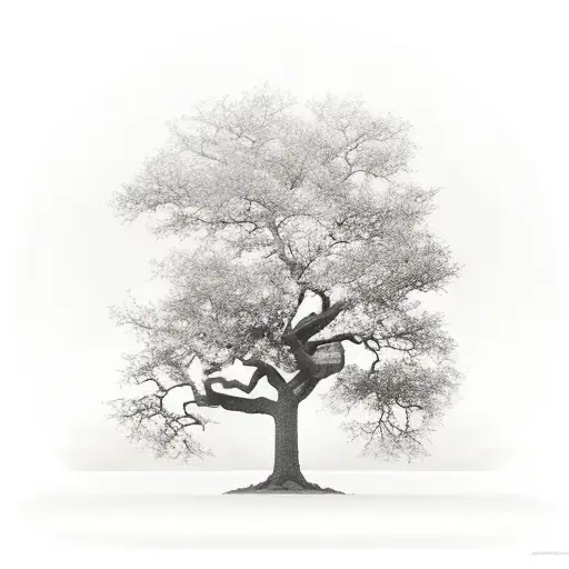 Oak Tree With Crown Floating On Top