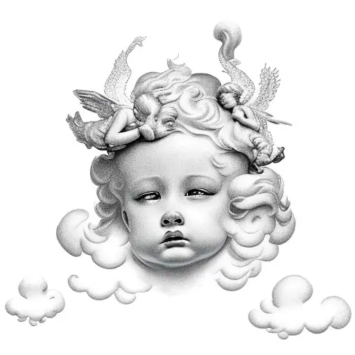 3 Cherub's Around Cloud