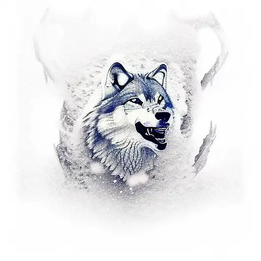 Wolf Running Through Snow