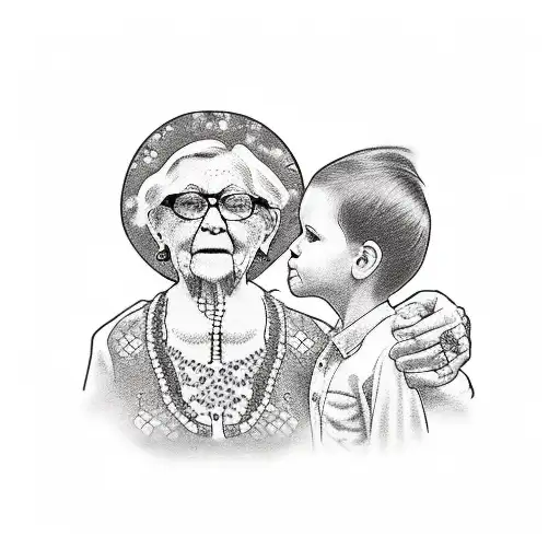 Grandmother And Grandson Silhouette