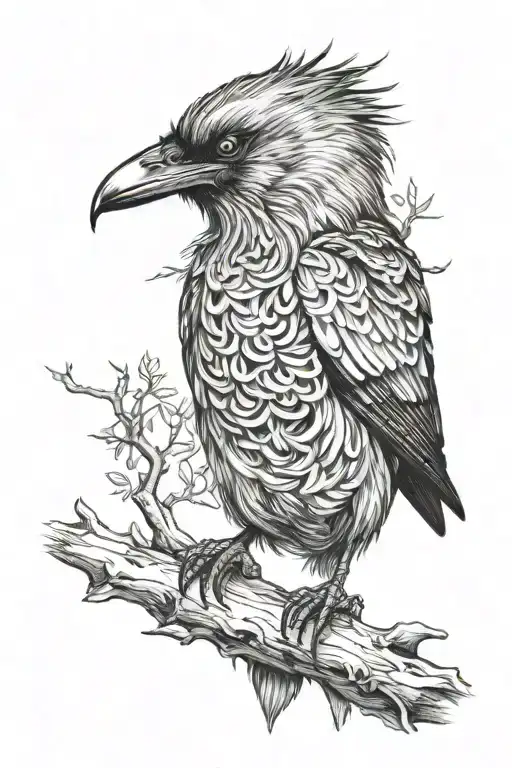 Black Raven With Treskelion Symbol