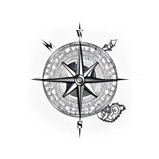 Compass Incrusted In The Bark Of A Tree