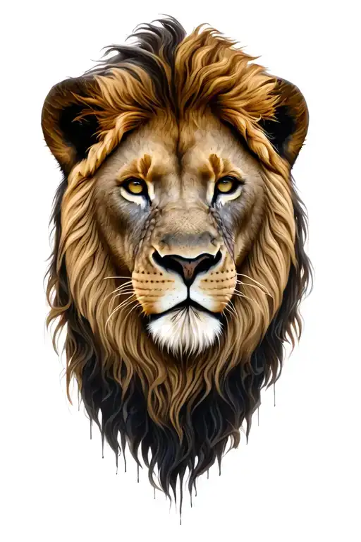 Lion Head And Jungle Behind