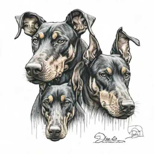 Doberman Love Pain 5 Children Surrounded
