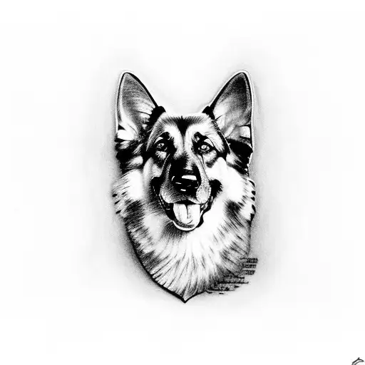 German Shepherd In Clouds