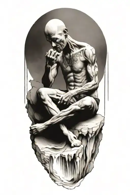 Skinny Man Meditating Figure