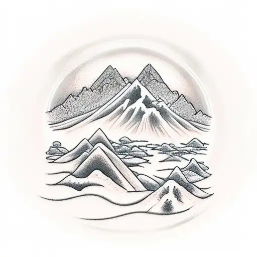 Beaches And Mountain Land Scape With Sun In The Background