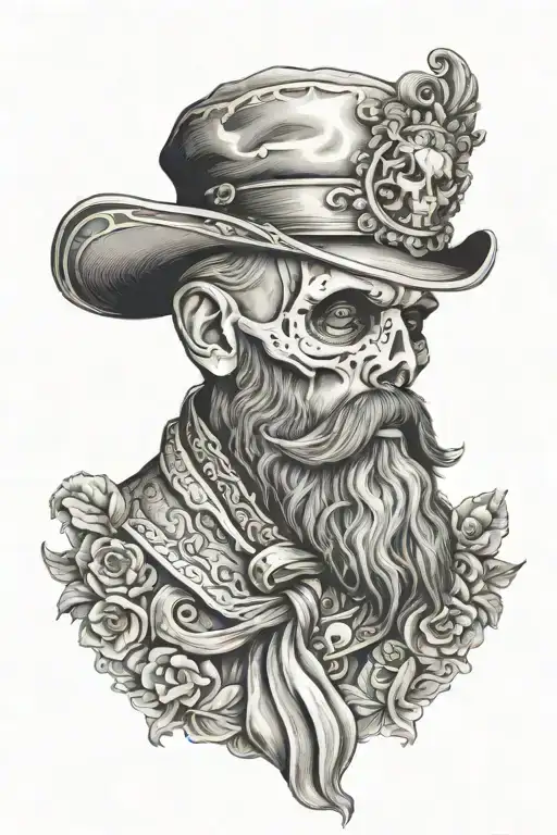 Bearded Skull With Old Fashioned Frame