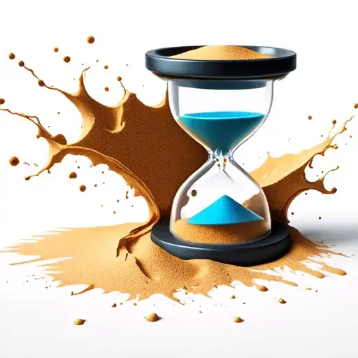 An Hourglass That Flows From Both Sides And Is Broken On One Side Where The Sand Comes Out