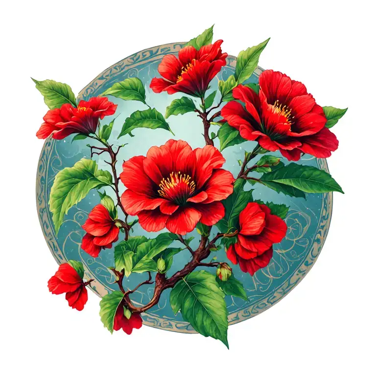 Red Flower Vine Growing