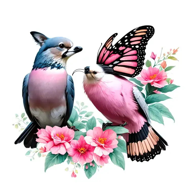 Pink And Dove And Papillion Monarch