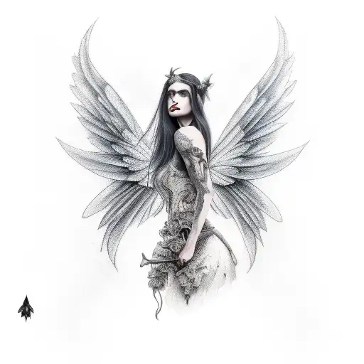 Dark Fairy Riding A Raven