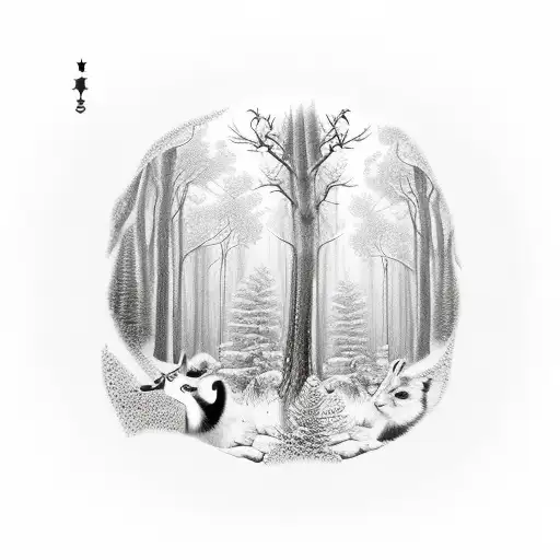 A Chessboard Surrounded By A Dense Forest With Animals Peeking Out From The Trees