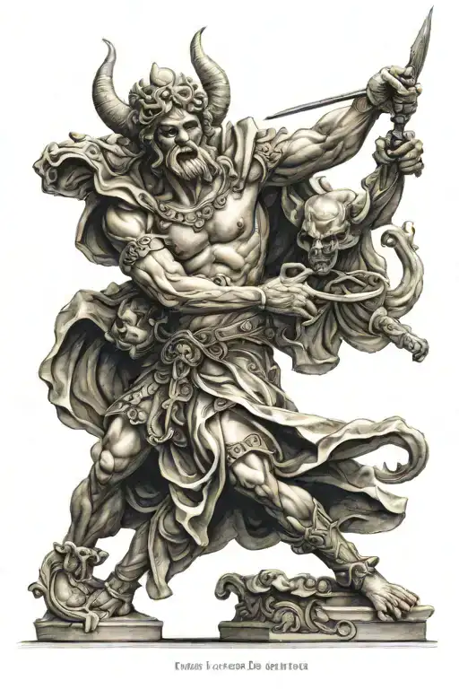Renaissance Statue Fighting Demon