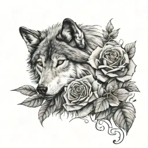 Wolf And Rose Blooming
