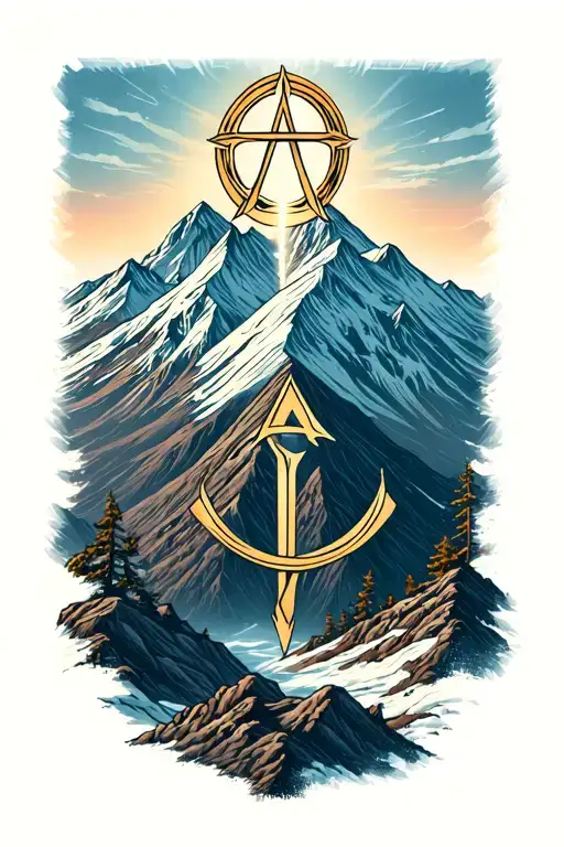 Atheist Symbol Mountain Background Realism Style