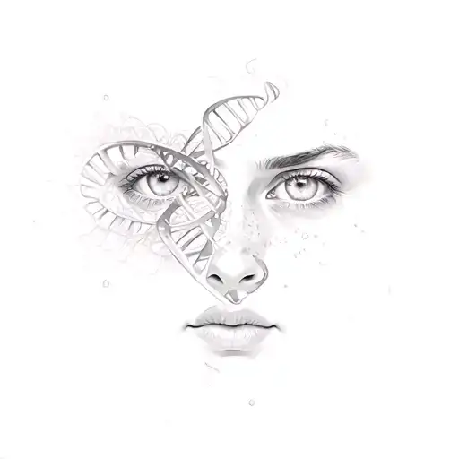 A Dna Strand Morphing Into A Face Surrounded