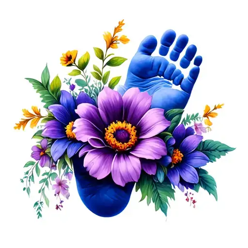 Flowers Angels Baby Foot Print