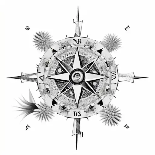 A Detailed Black And Grey Compass Cactus Plants