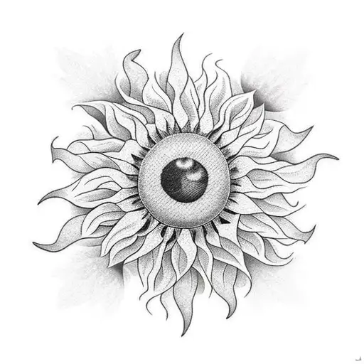 Realistic Sun With Sunflower
