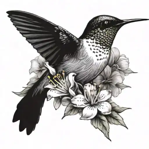 Humming Bird With Jamaican Flower