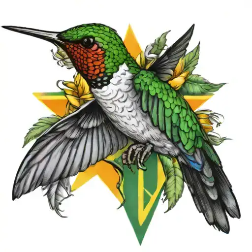 Humming Bird With Jamaican Flag