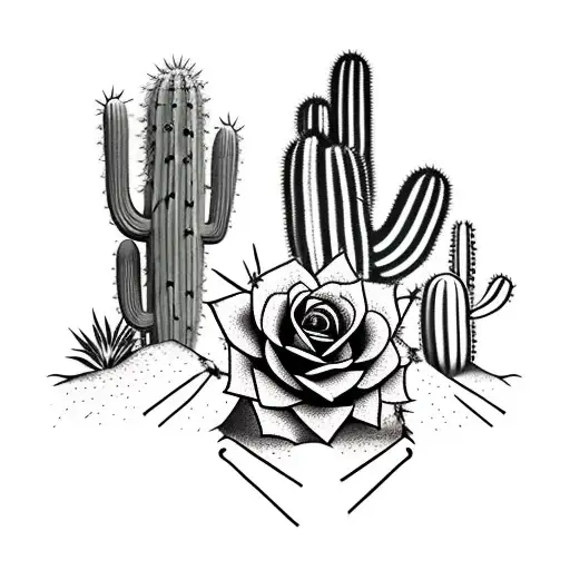 A Spade With A Trail Of Cactus Leading Towards It