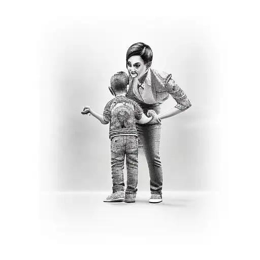 Mom Supporting Boy To Always Go Forward