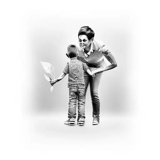 Mom Supporting Boy To Always Go Forward