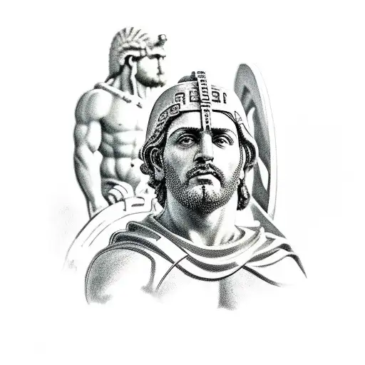 Greek Parthenon With Spartan Hoplites Standing Guard