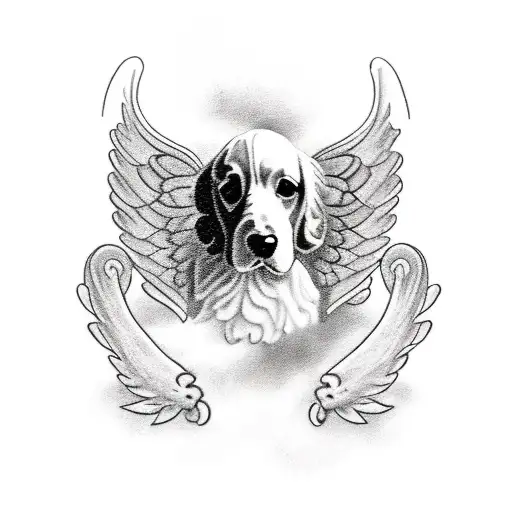 American Cocker Spaniel And Angel Wings