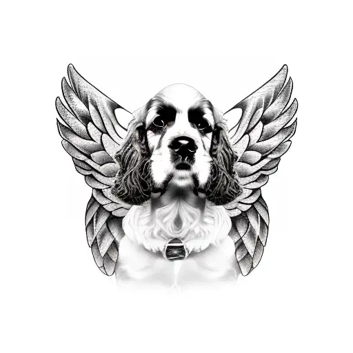 American Cocker Spaniel And Angel Wings