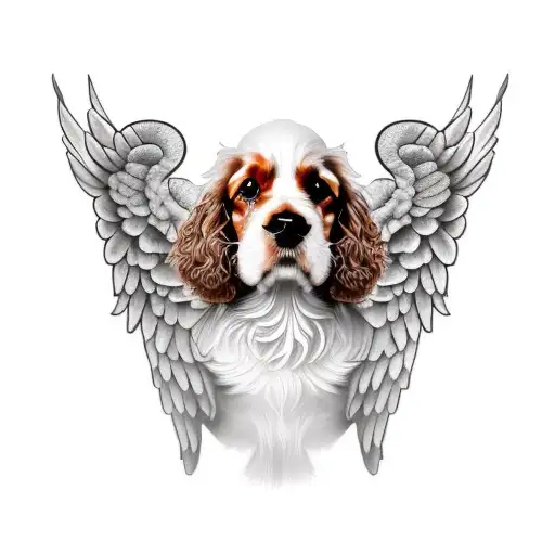 American Cocker Spaniel And Angel Wings