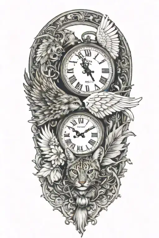2 Clocks With Dates Angel Wing Spread Bobcat Forest Frame