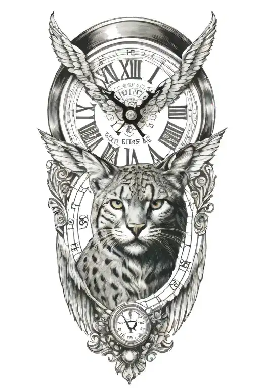 2 Clocks With Dates Wings Spread Bobcat Face