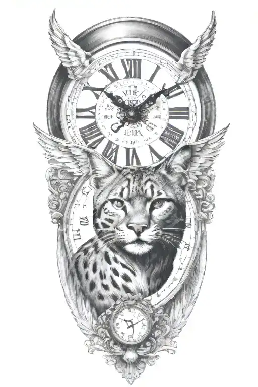 2 Clocks With Dates Wings Spread Bobcat Face