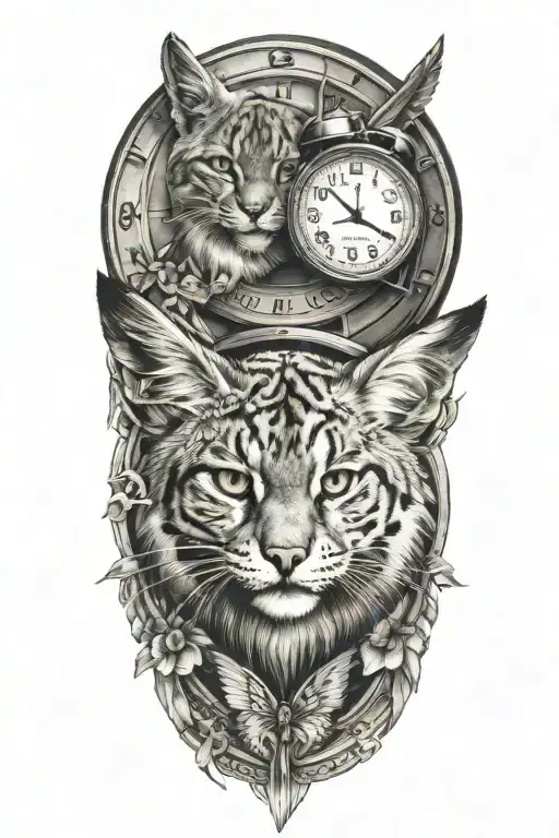 2 Clocks With Dates Wings Spread Bobcat Face Inside